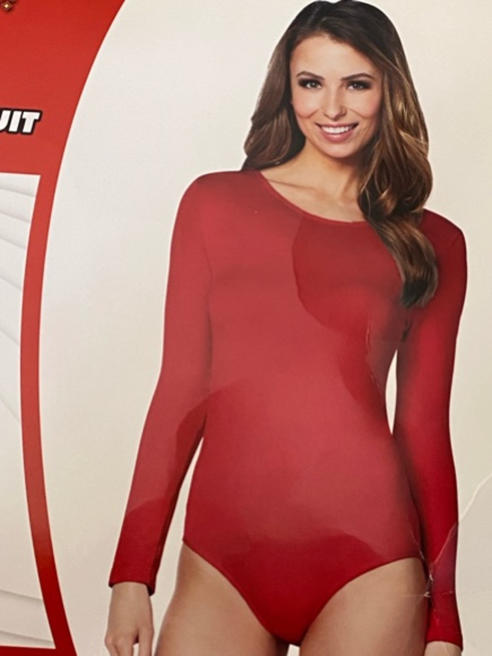 Spirit Red Long Sleeve Bodysuit for Women